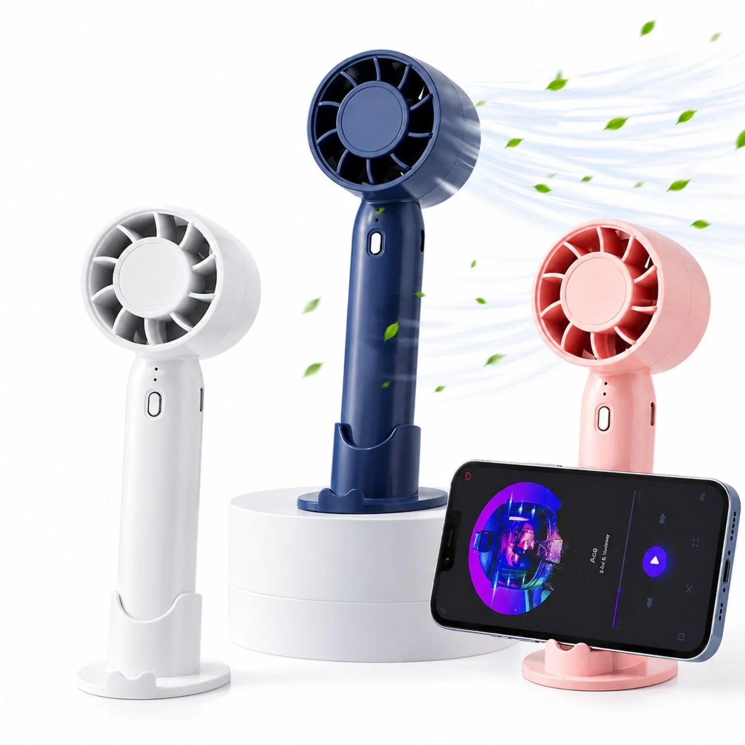 Ventilator Portabil Mini 16.5cm, USB, 3 Viteze, cu Suport Telefon, Diferite Culori Engros