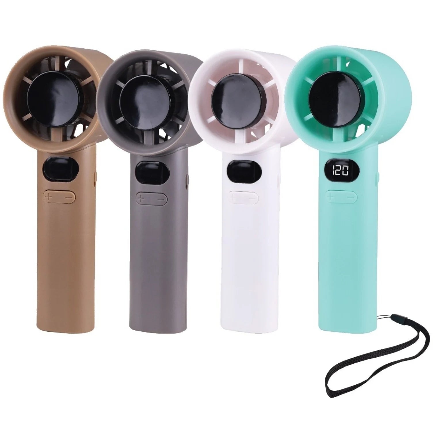 Ventilator Portabil 16cm, cu Display LED, USB Reîncărcabil, din Plastic, cu Agățătoare, Diferite Culori Engros
