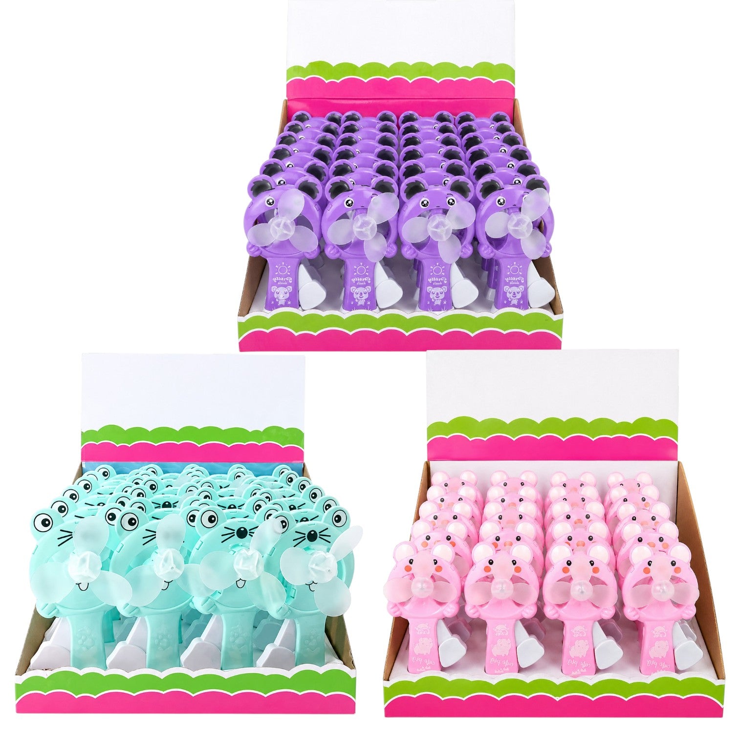 Ventilator Manual Portabill 24/set, Modele Animalute 14cm, din Plasctic, Diferite Culori Engros