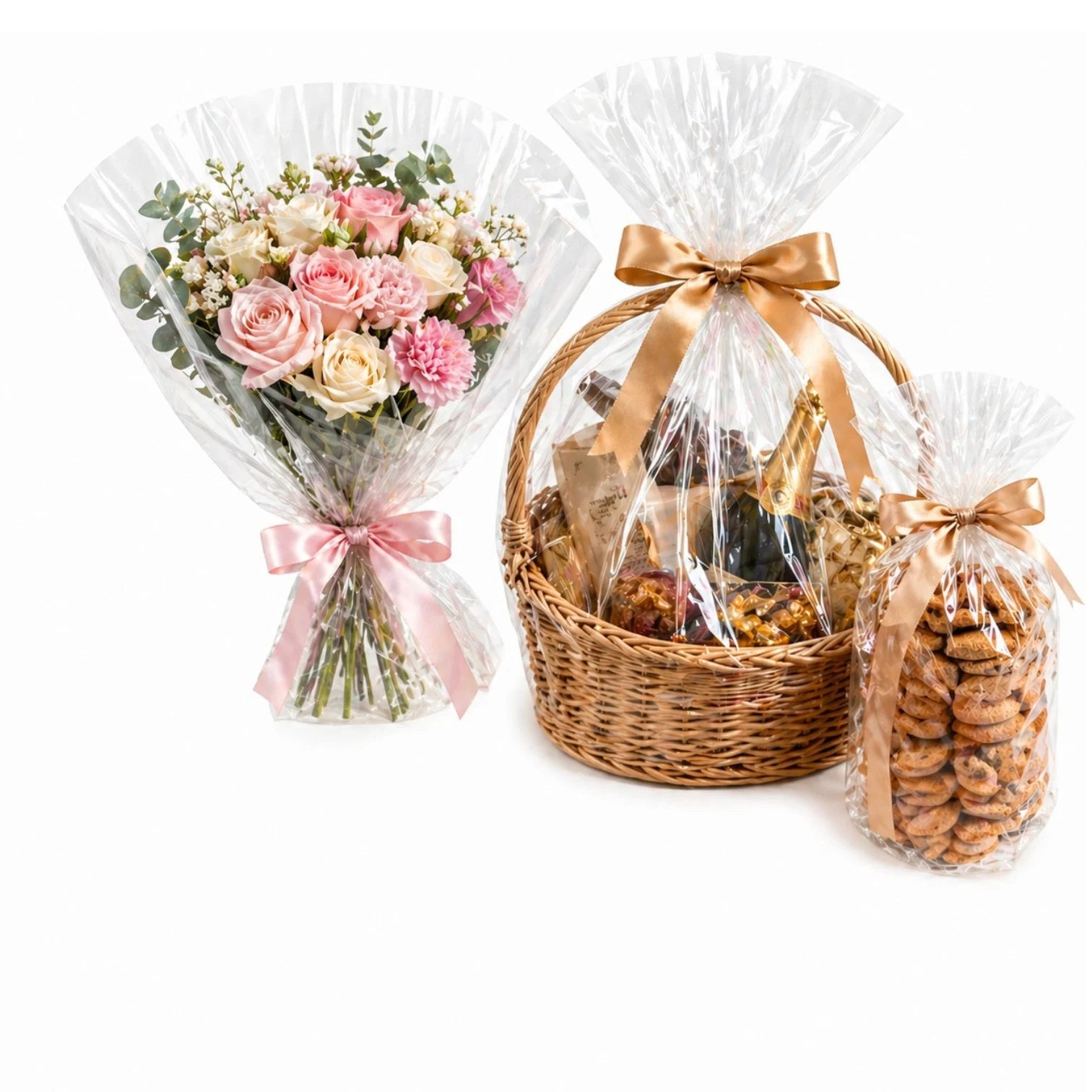 Celofan Transparent 45x100cm pentru Ambalare 500/set, Cadouri, Flori și Coșuri Cadou Engros