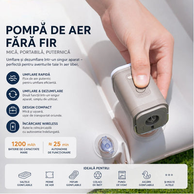 Pompă Electrica Portabilă 7.5x5cm, cu 3 Duze, pentru Umflare și Dezumflare Rapidă, Diferite Culori Engros