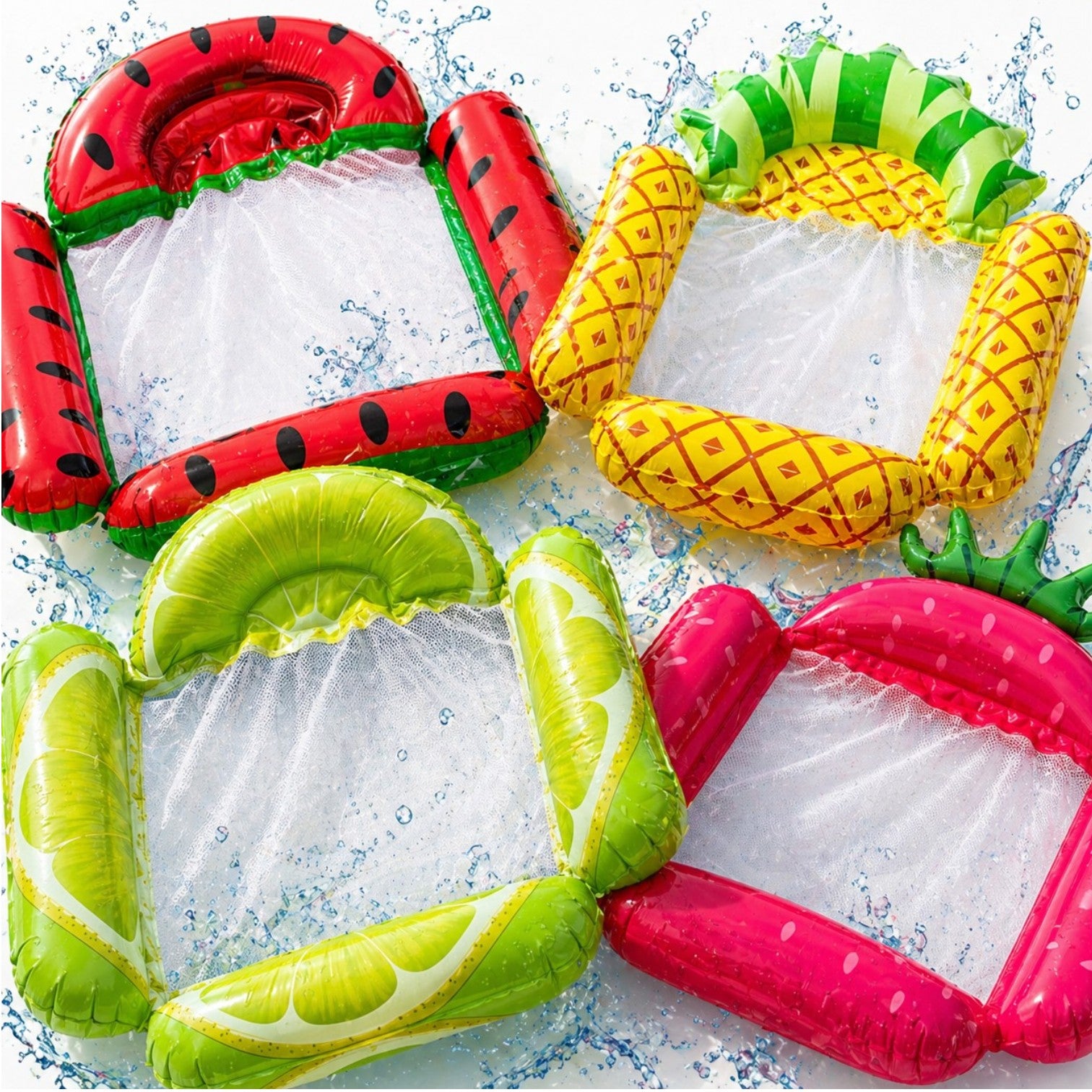 Colac Gonflabil cu Plasă 131×121cm, Model Fructe, pentru Piscină și Relaxare Engros
