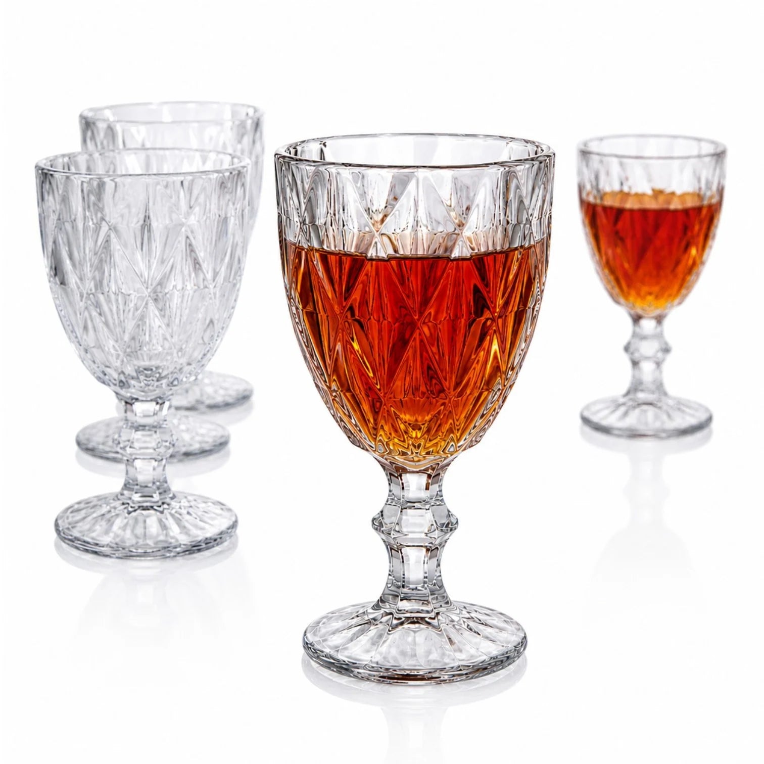Pahar din Sticlă 6/set, cu Picior 17cm, Model Cristal Engros