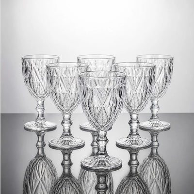Pahar din Sticlă 6/set, cu Picior 17cm, Model Cristal Engros