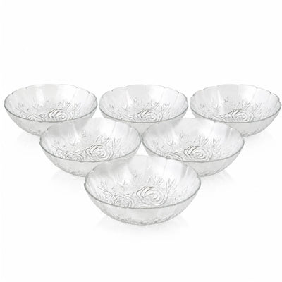 Bol din Sticlă 6/set, Model Floral 17x5cm Engros