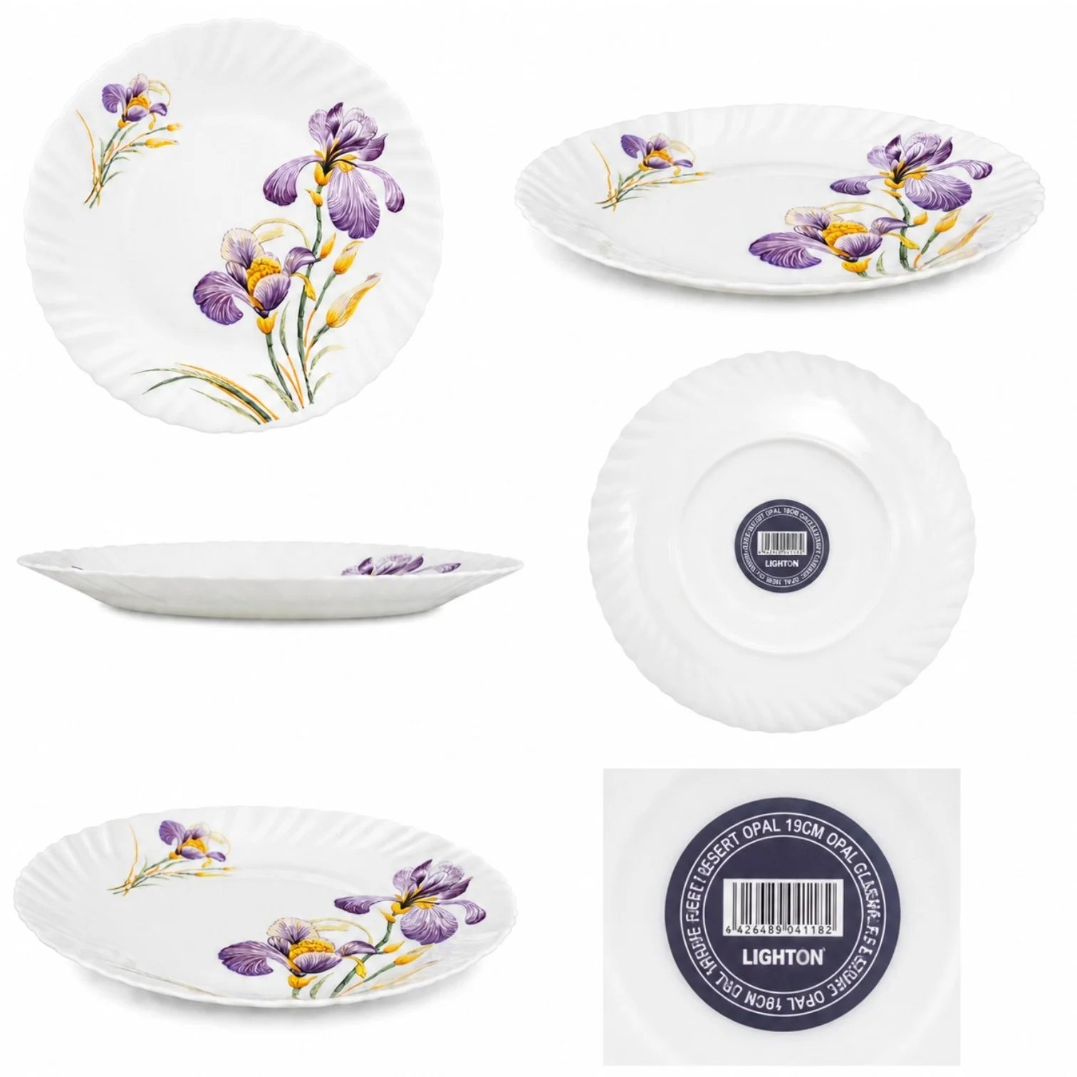 Farfurie din Opal 6/set, Model Floral 19cm Engros