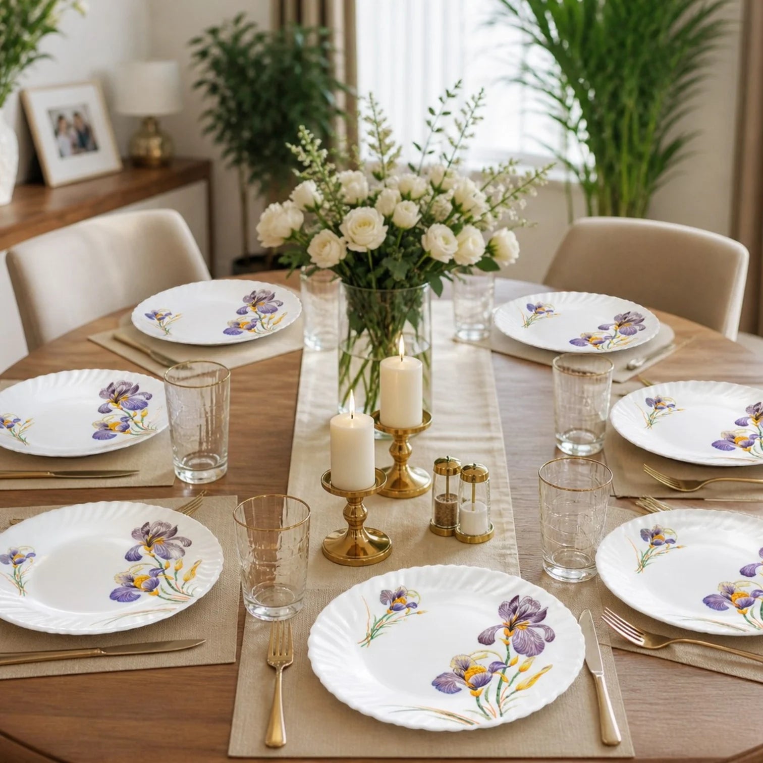 Farfurie din Opal 6/set, Model Floral 19cm Engros