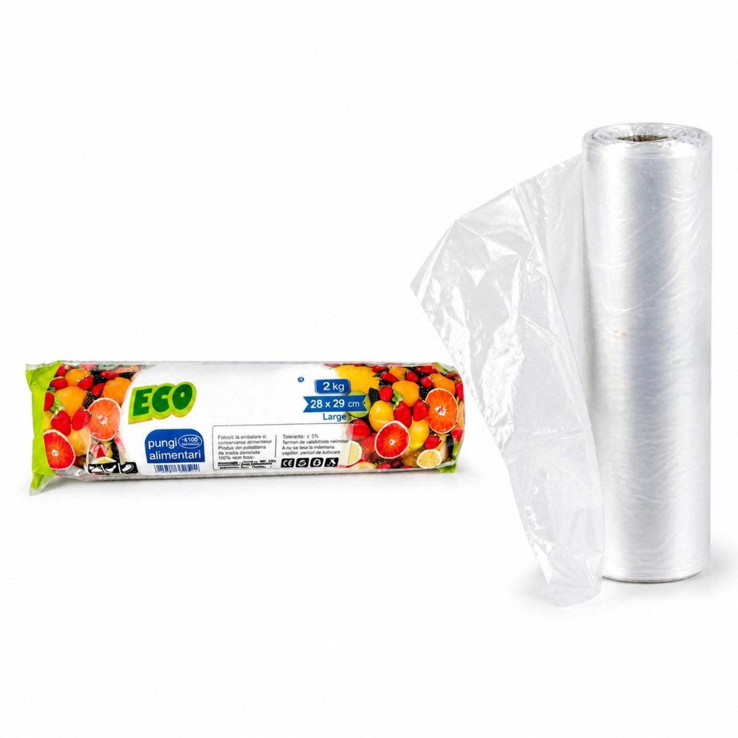 Rola de Pungi Alimentare 2kg, 270buc, Transparente 23x29cm Engros
