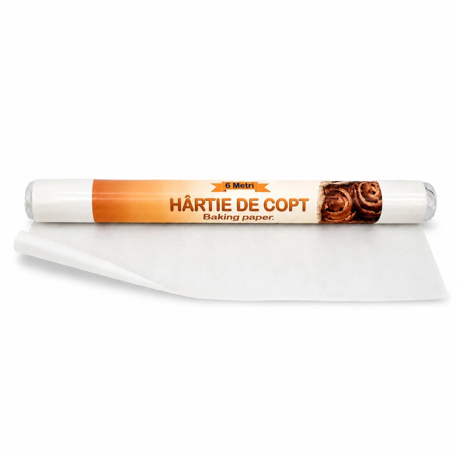 Hârtie de Copt Alba/Maro 6m, Rola Antiaderentă pentru Cuptor Engros