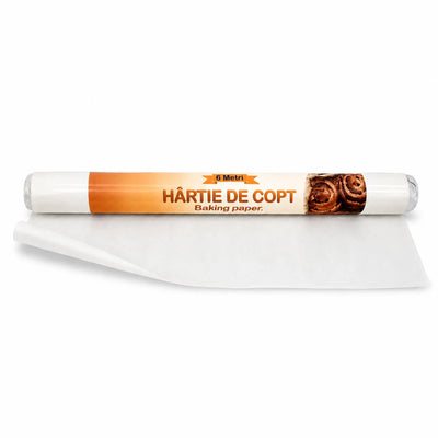 Hârtie de Copt Alba/Maro 6m, Rola Antiaderentă pentru Cuptor Engros