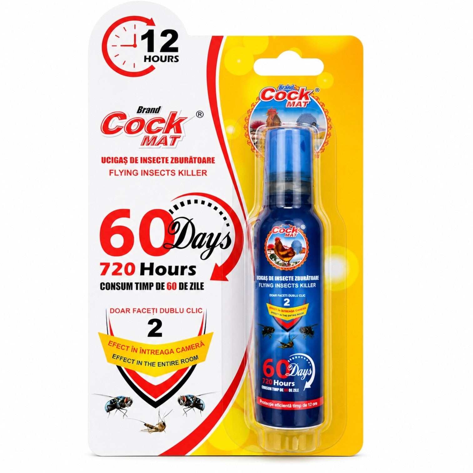 Spray Anti-Insecte Cock Mat 45ml, Acțiune Rapidă în 3 Minute, Protecție până la 60 Zile Engros