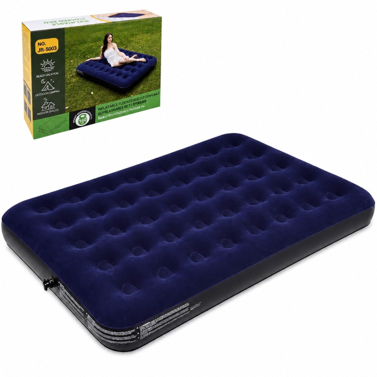 Saltea Gonflabila 191x137x22cm pentru Plaja sau Camping, Suprafata din Catifea Engros
