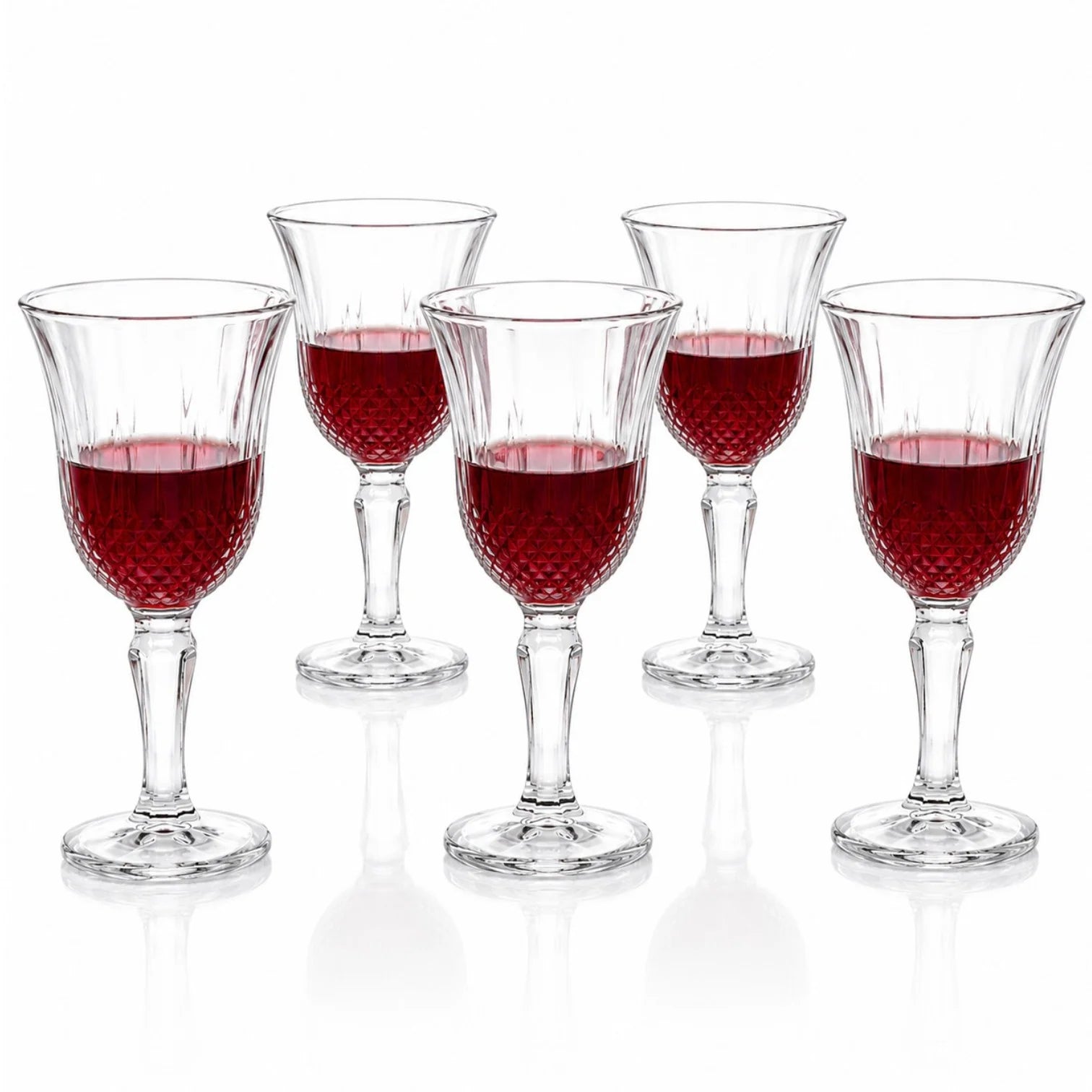 Pahar din Sticlă cu Picior 10cm, Model Cristal Embosat, 6/set Transparent Engros