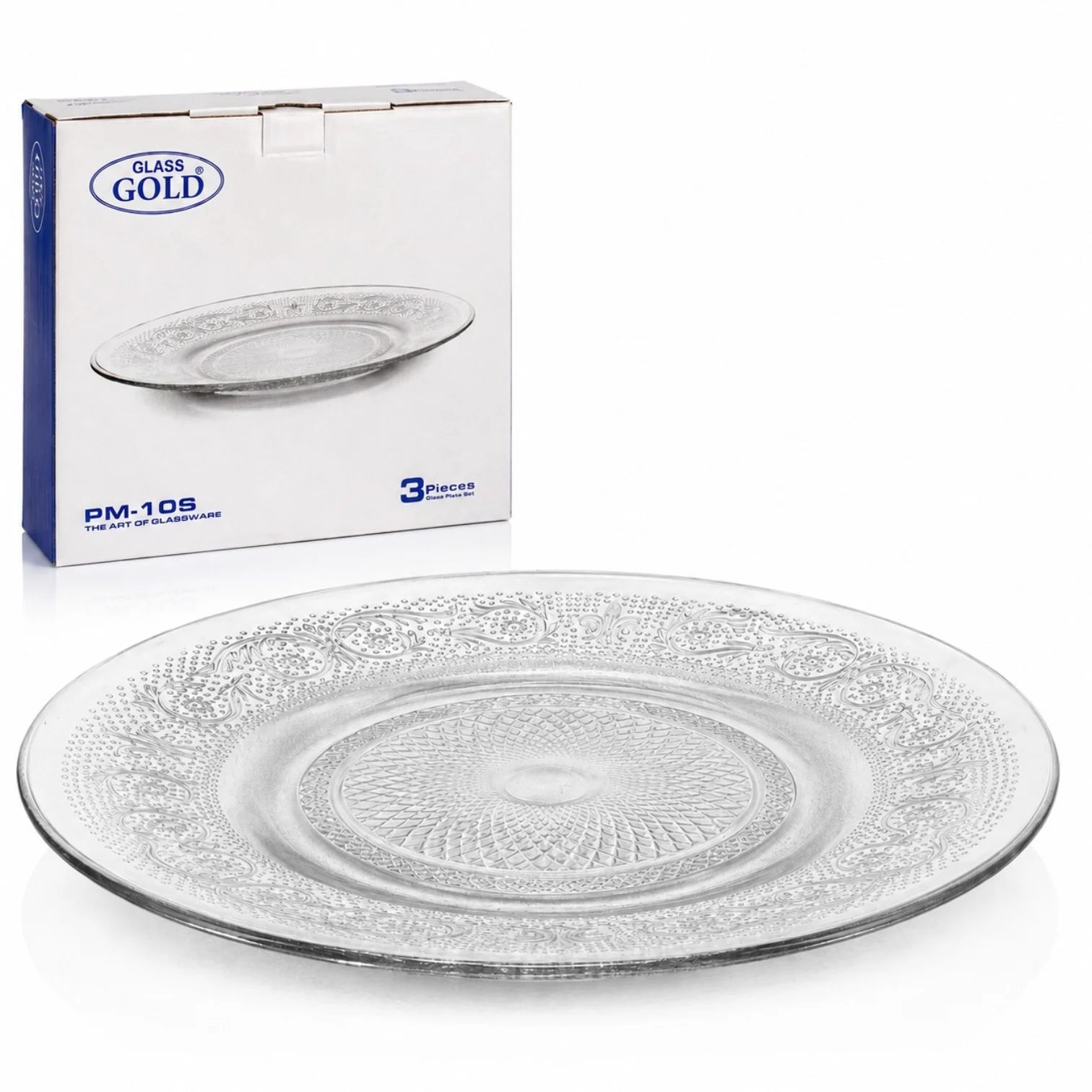 Farfurie Plată 25cm, din Sticlă 3/set, Transparenta Engros