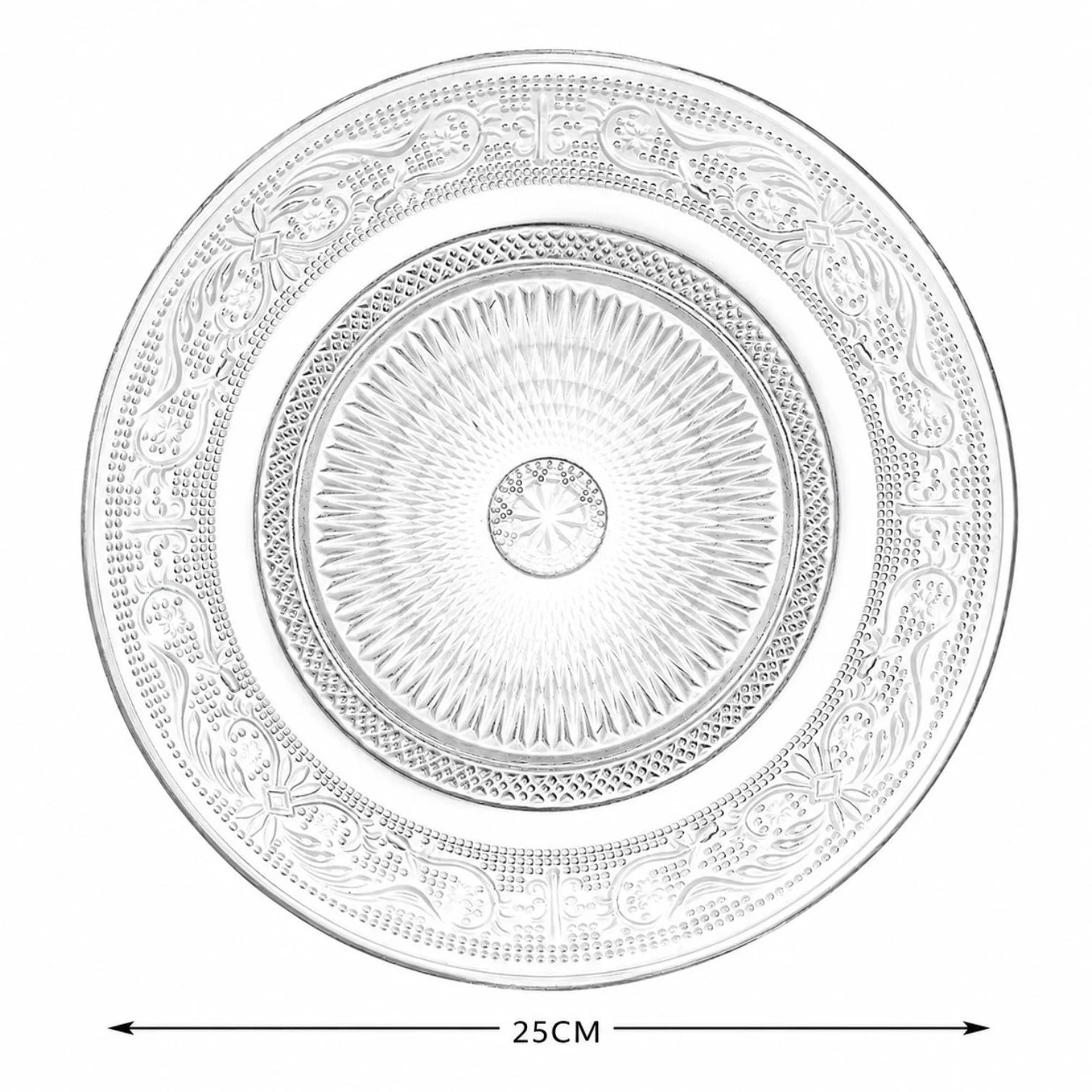 Farfurie Plată 25cm, din Sticlă 3/set, Transparenta Engros