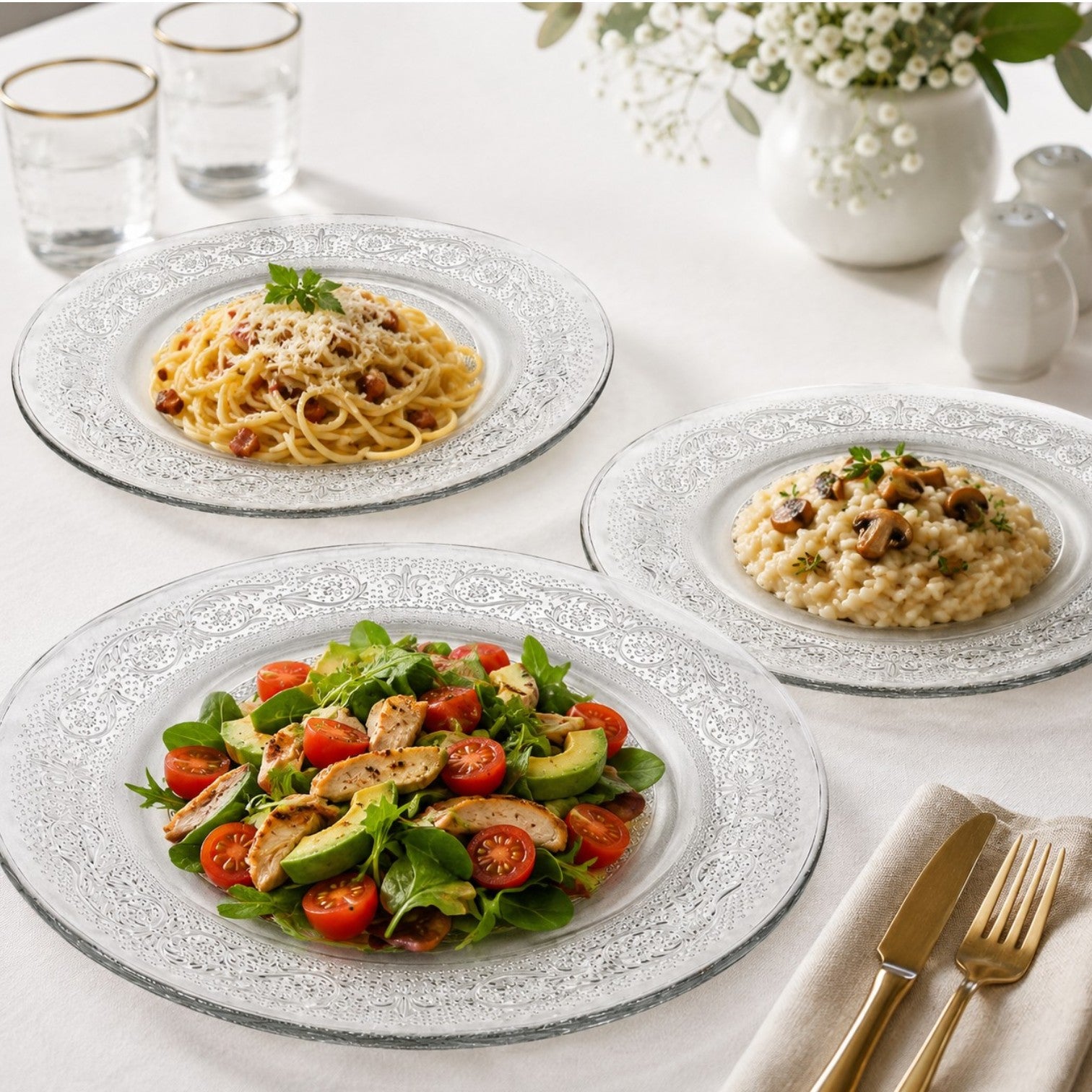 Farfurie Plată 25cm, din Sticlă 3/set, Transparenta Engros