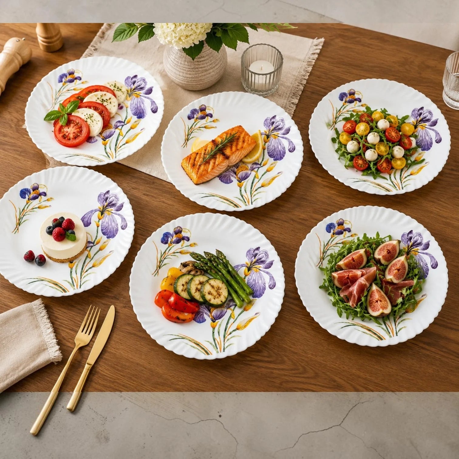 Farfurie din Opal 6/set, Model Floral 24cm Engros
