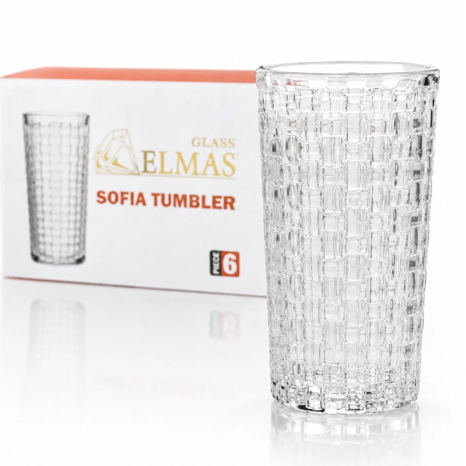 Pahar din Sticla 13.5x7cm, Transparent 6/set, cu Model Tip Cristal Engros