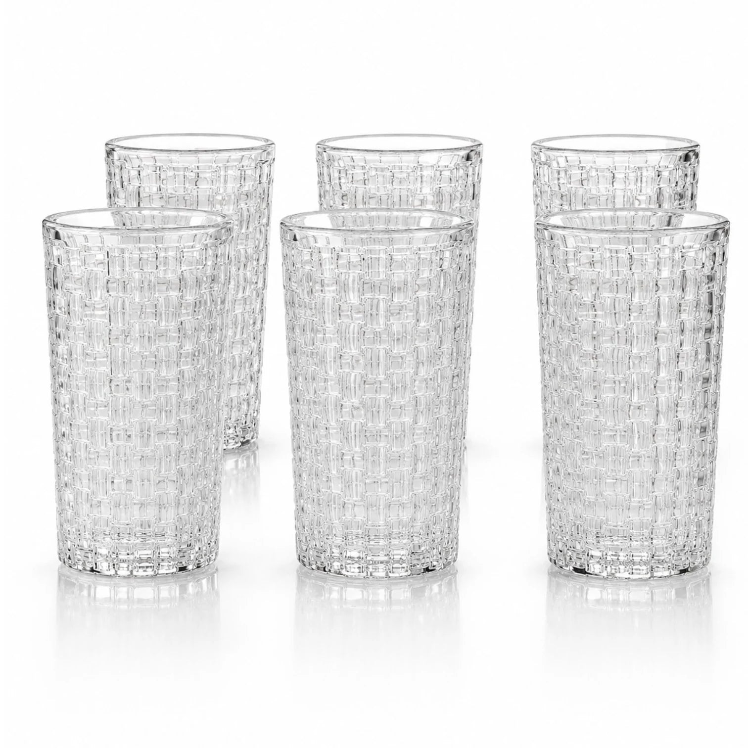 Pahar din Sticla 13.5x7cm, Transparent 6/set, cu Model Tip Cristal Engros