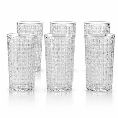 Pahar din Sticla 13.5x7cm, Transparent 6/set, cu Model Tip Cristal Engros