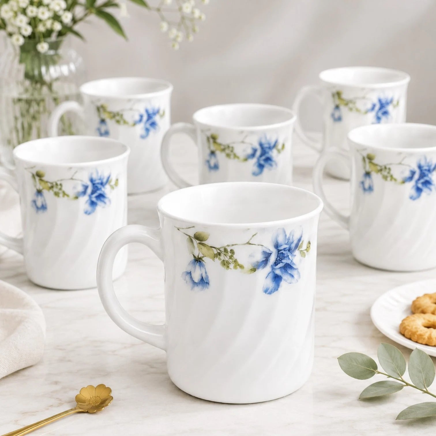 Cana 6/set, Model Floral 9x8cm din Opal Engros