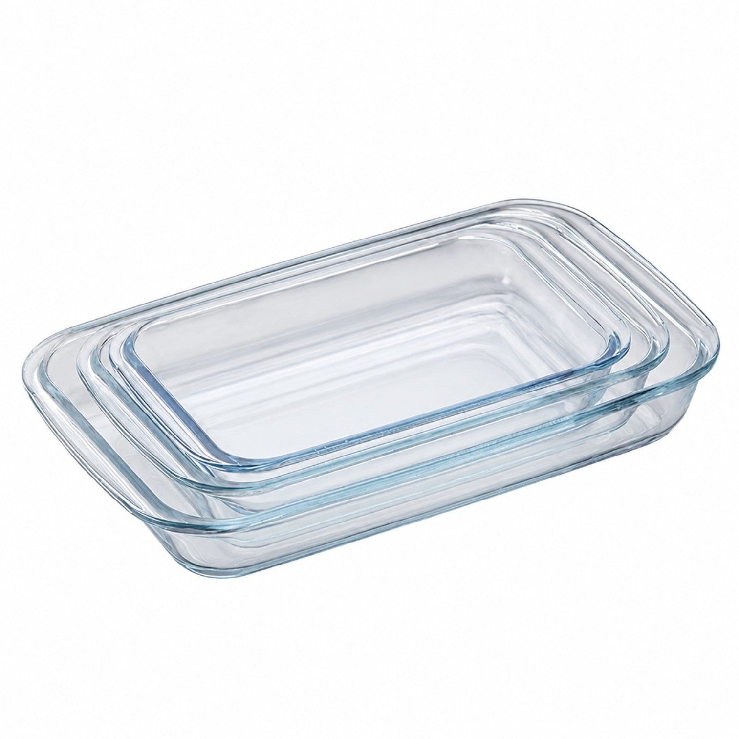 Vase Dreptunghiulare 3/set, din Sticla Termorezistenta 39.5x24x5cm, Transparente Engros