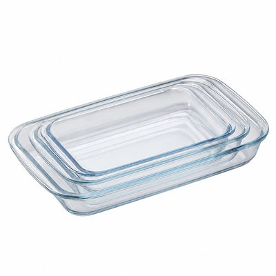 Vase Dreptunghiulare 3/set, din Sticla Termorezistenta 39.5x24x5cm, Transparente Engros