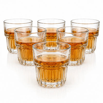 Pahar din Sticla 6/set, Transparent, 8x8x5.5cm Model Cristal Engros