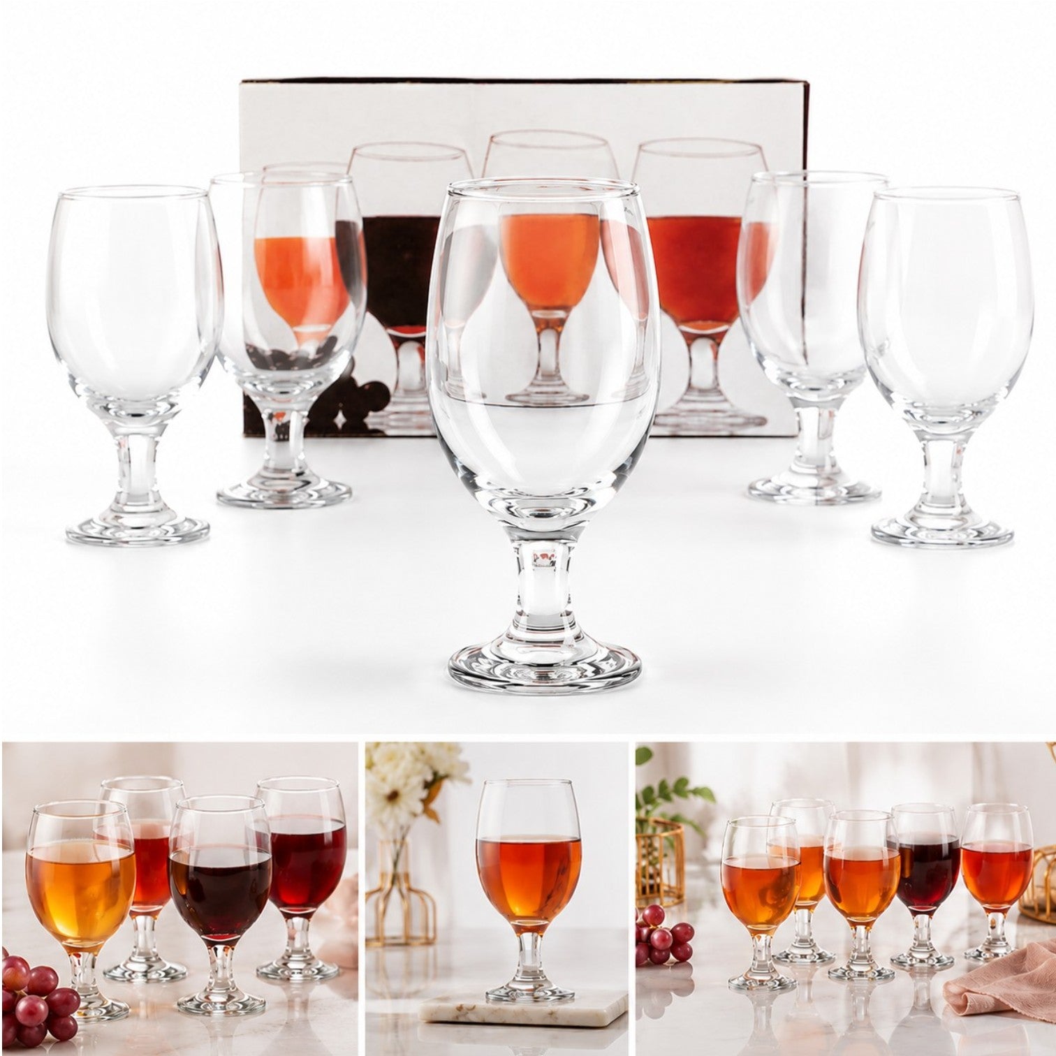 Pahar cu Picior 16cm, din Sticla 6/set, Transparent Engros