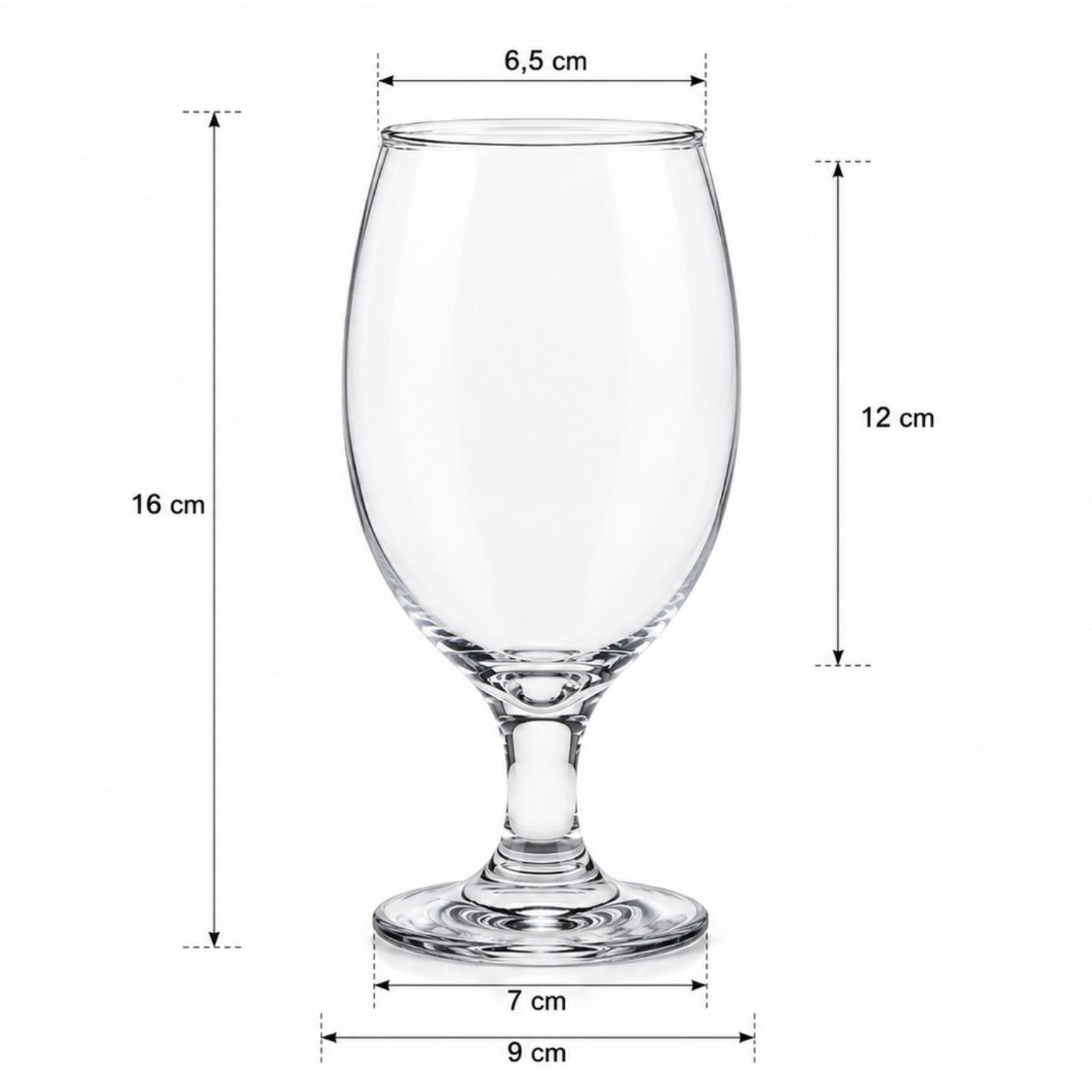 Pahar cu Picior 16cm, din Sticla 6/set, Transparent Engros