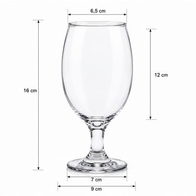 Pahar cu Picior 16cm, din Sticla 6/set, Transparent Engros