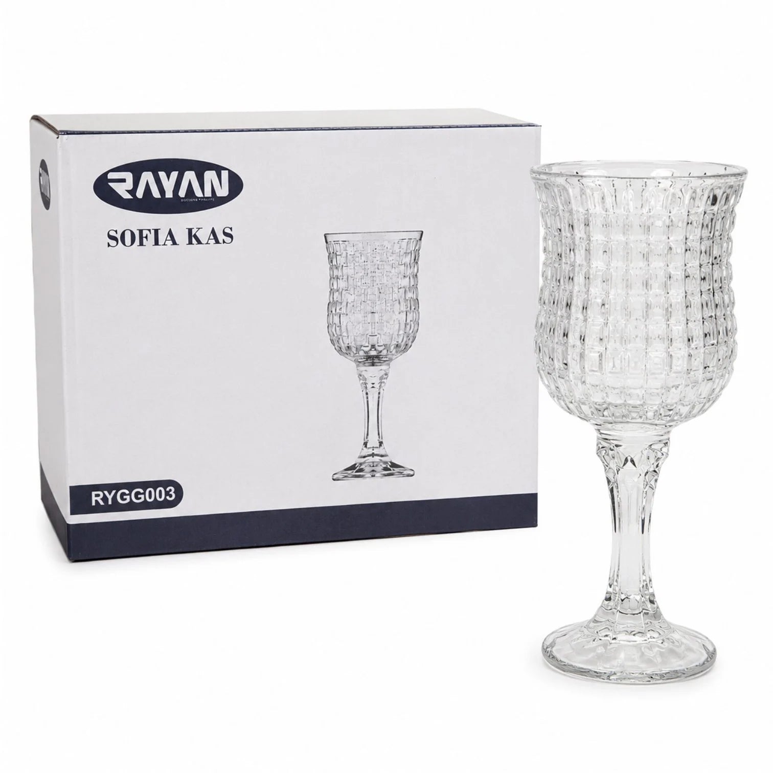 Pahar cu Picior 6/set din Sticla, 15.5cm, Model Cristal, Transparent Engros