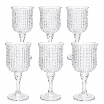 Pahar cu Picior 6/set din Sticla, 15.5cm, Model Cristal, Transparent Engros