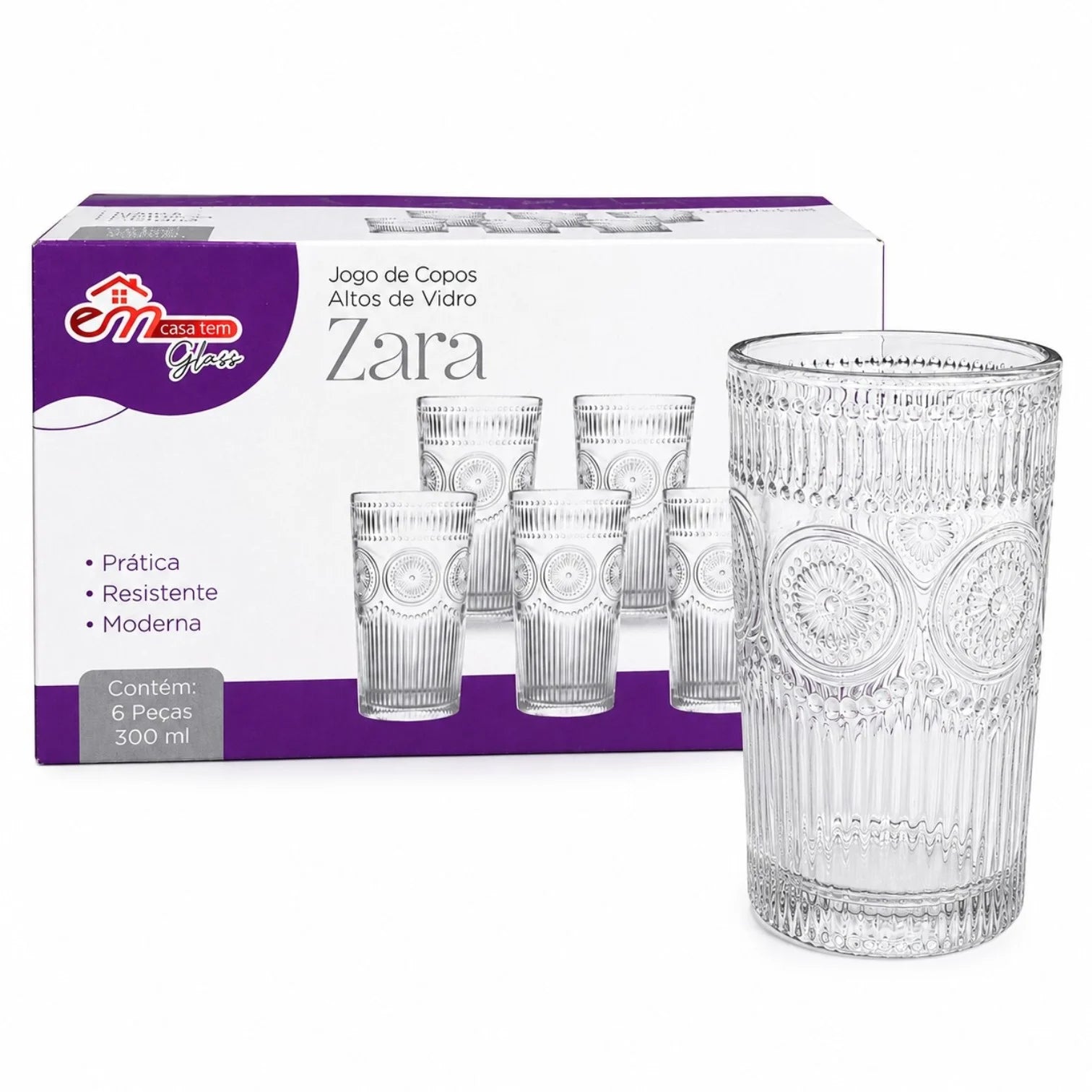 Pahar din Sticla 6/set, Model Cristal 12.5cm, Transparent Engros