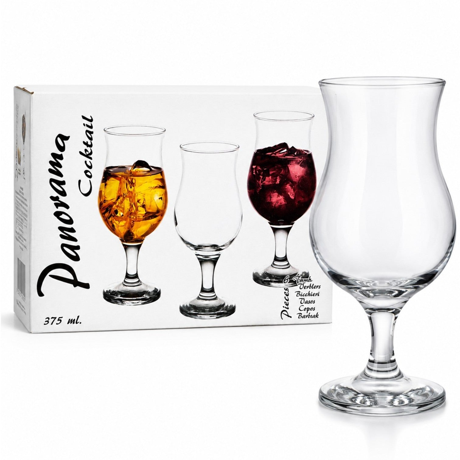 Pahar cu Picior 375ml, 6/set, din Sticla 17.5cm, Transparent Engros