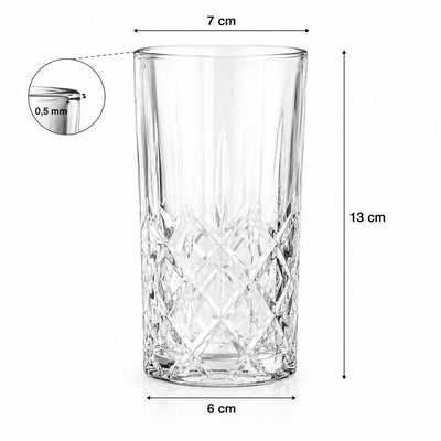 Pahar din Sticla 6/set, Model Cristal 13cm, Transparent Engros