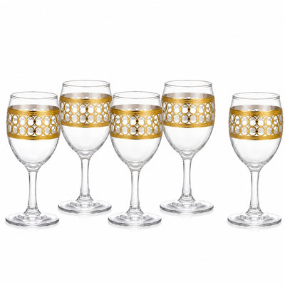 Pahar cu Picior 6/set, din Sticla, 15cm Model Gold, Transparent Engros
