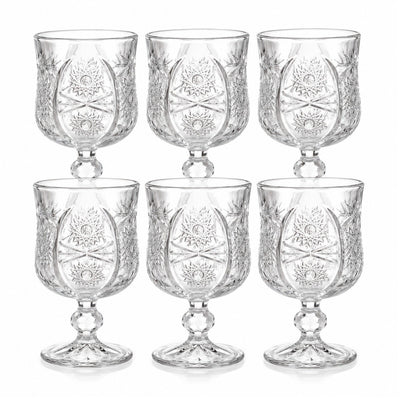 Pahar cu Picior 6/set, din Sticlă 11.5x7cm, Model Cristal Transparent Engros
