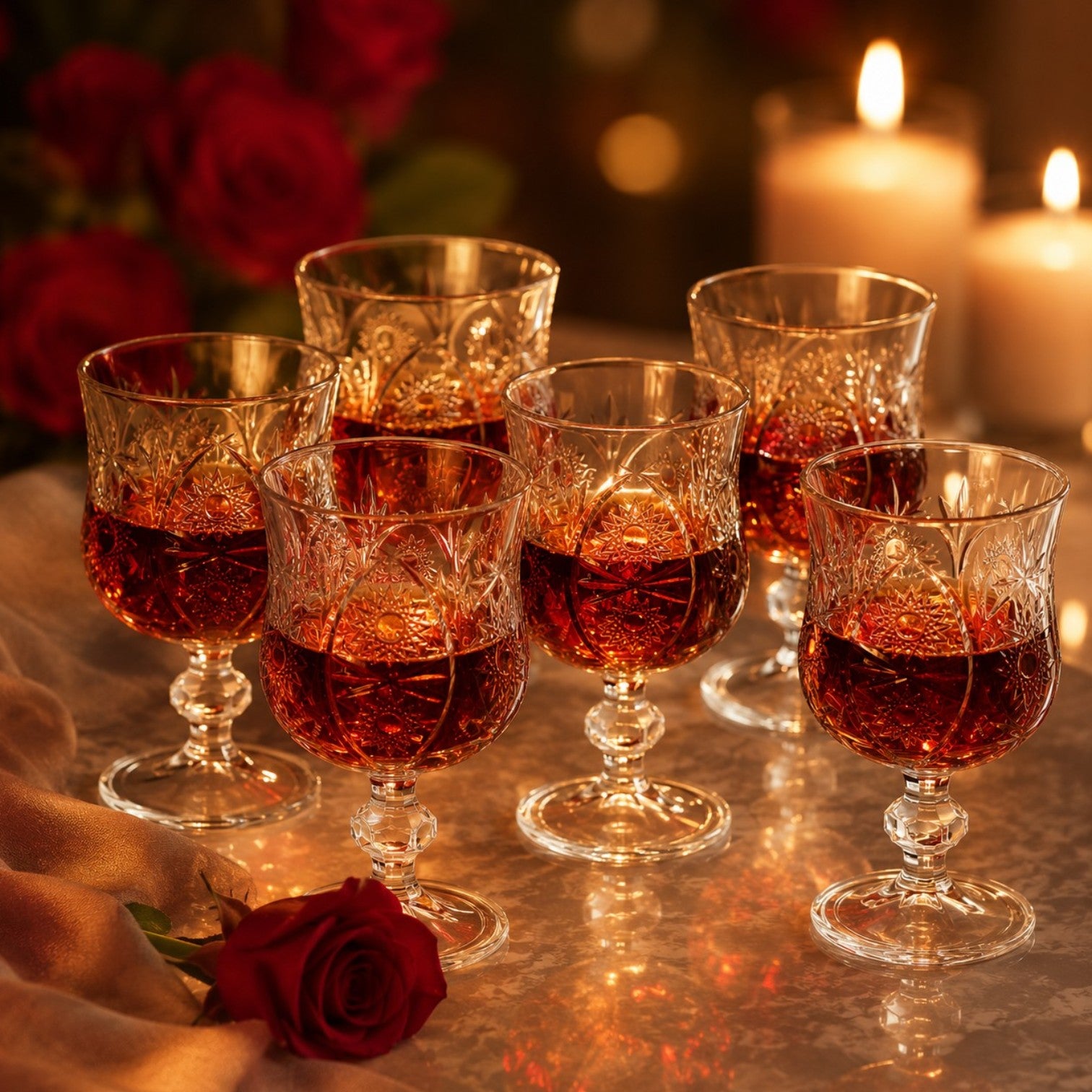 Pahar cu Picior 6/set, din Sticlă 11.5x7cm, Model Cristal Transparent Engros