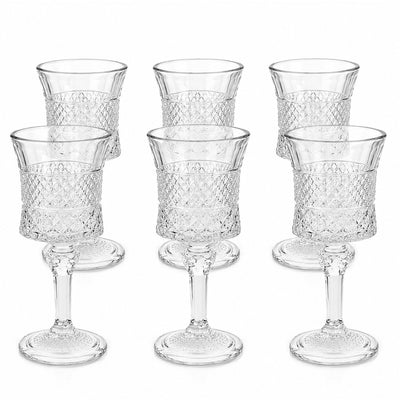 Pahar cu Picior 6/set, din Sticlă 15.5cm, Model Cristal, Transparent Engros