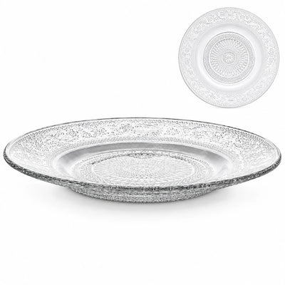 Farfurie din Sticlă 6/set, cu Model Cristal 18cm, Transparenta Engros
