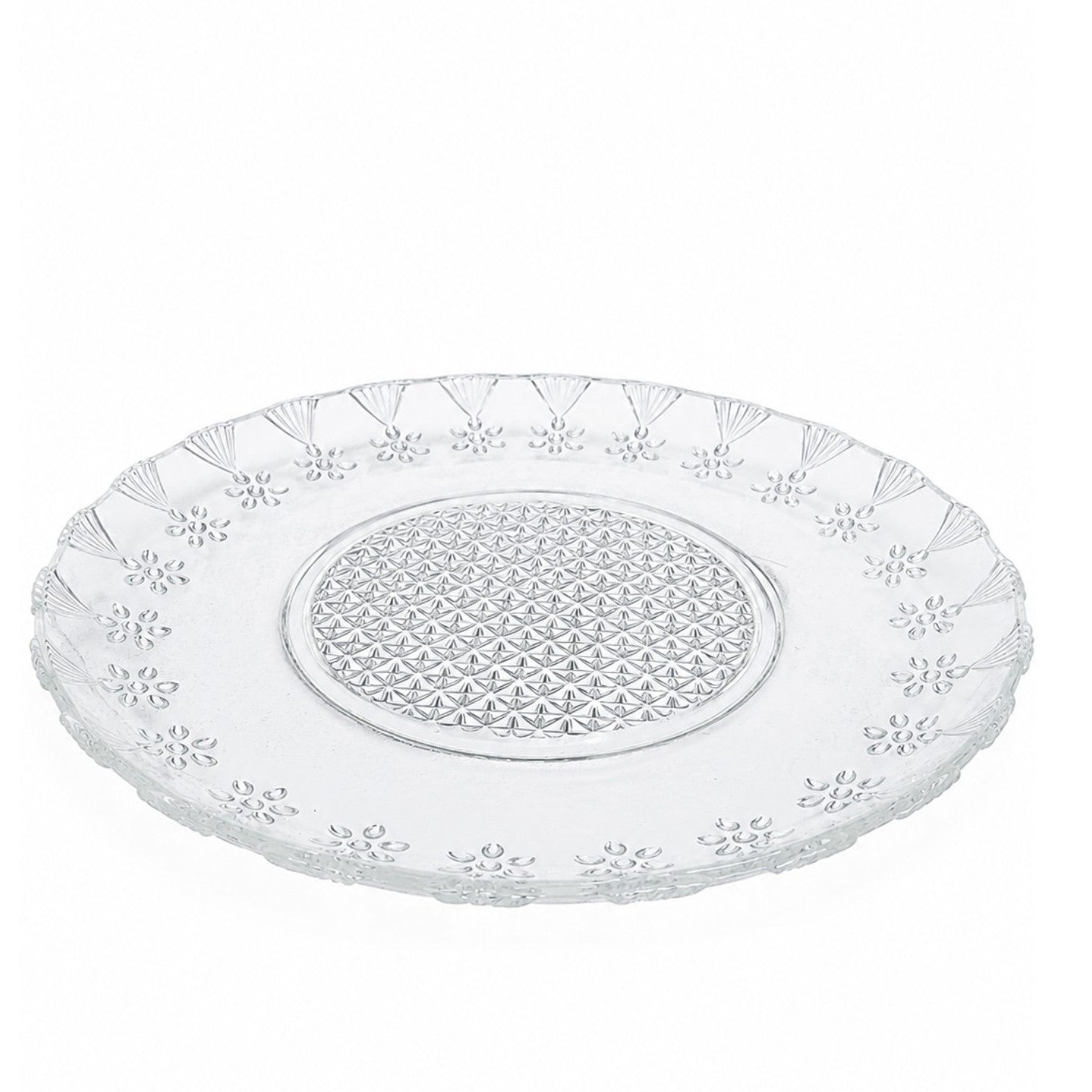 Farfurie din Sticlă 6/set, Model Floral Cristal 17.5cm, Transparent Engros