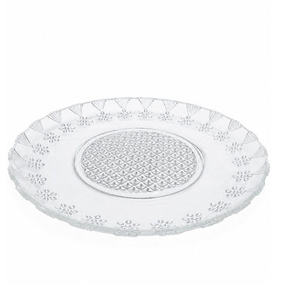 Farfurie din Sticlă 6/set, Model Floral Cristal 17.5cm, Transparent Engros