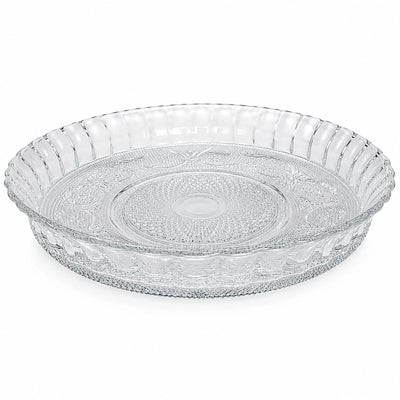 Platou din Sticlă 30x6cm, Model Cristal Floral, Transparent Engros