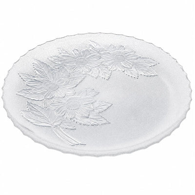 Platou din Sticla 30cm, Model Cristal Floral, Transparent Engros
