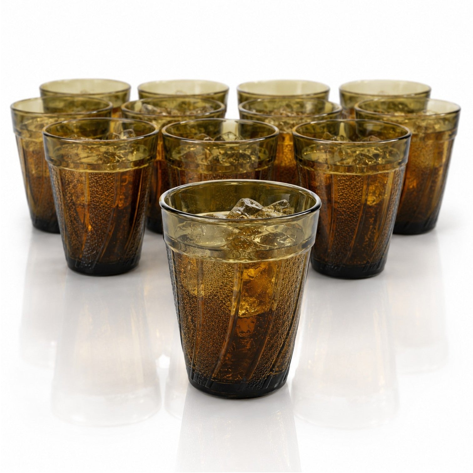 Pahar din Sticlă 12/set, Model Vintage Olive, 8.5cm Transparent Fumurie Engros