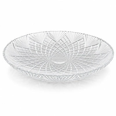 Platou din Sticlă 30cm, Model Cristal Floral, Transparent Engros