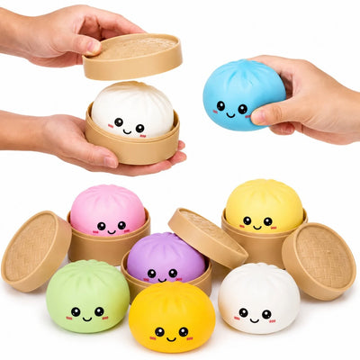 Jucarie Squishy Dumpling în Cutie Plastic 10cm, Antistres, Slow Rising, Elastică și Moale, Diferite Culori Engros