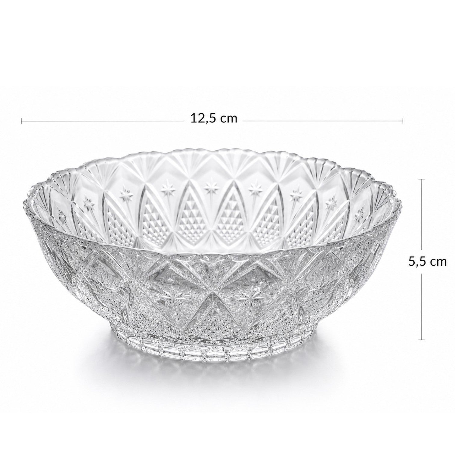 Bol din Sticlă 6/set, Model Cristal, 12.5x5.5cm, Transparent Engros