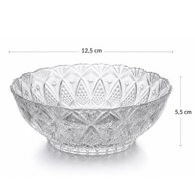 Bol din Sticlă 6/set, Model Cristal, 12.5x5.5cm, Transparent Engros